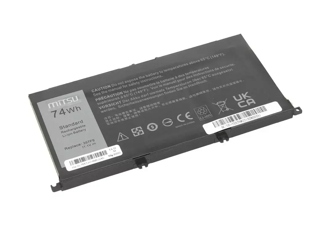 Аккумулятор Mitsu для Dell Inspiron 357F9 5577 7557 6600мАч Photo 2