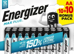 Щелочные батарейки AA Energizer Max Plus E304145600 1,5 В — упаковка 20 шт.