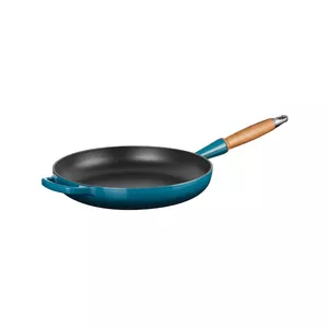 Чугунная сковорода Le Creuset Ø28 см с деревянной ручкой, синяя