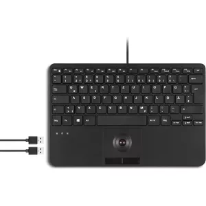 Perixx mini USB keyboard PERIBOARD-526 H DE with integrated trackball and scissor keys (German layout)