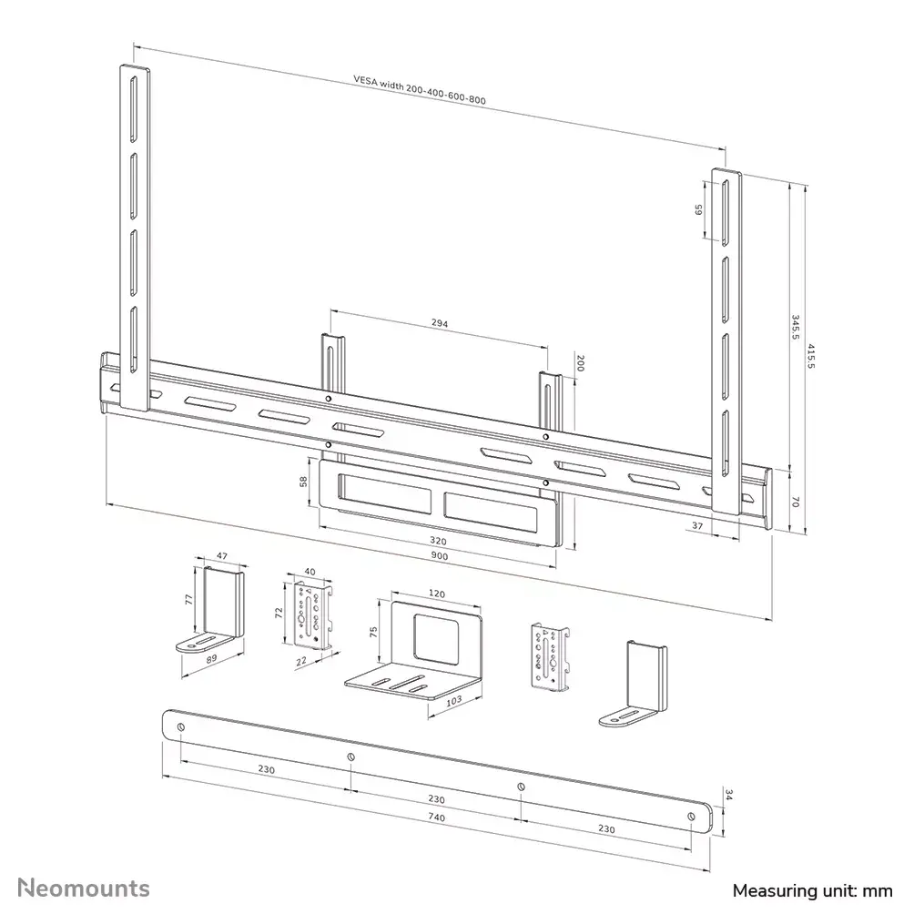 Videobāra stiprinājums Neomounts AV2-500BL Photo 20