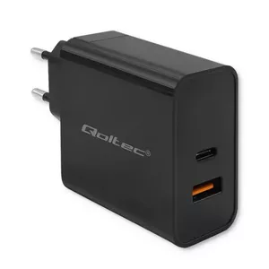 Зарядное устройство QOLTEC 52380 сетевое Indoor AC USB 65 Вт 5–20В 3,25A чёрное (USB‑C + USB‑A)