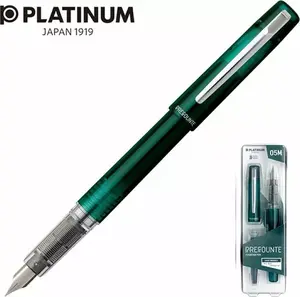 Fountain pen Platinum Prefounte Dark Emerald M — medium nib, green ink color, plastic blister packaging