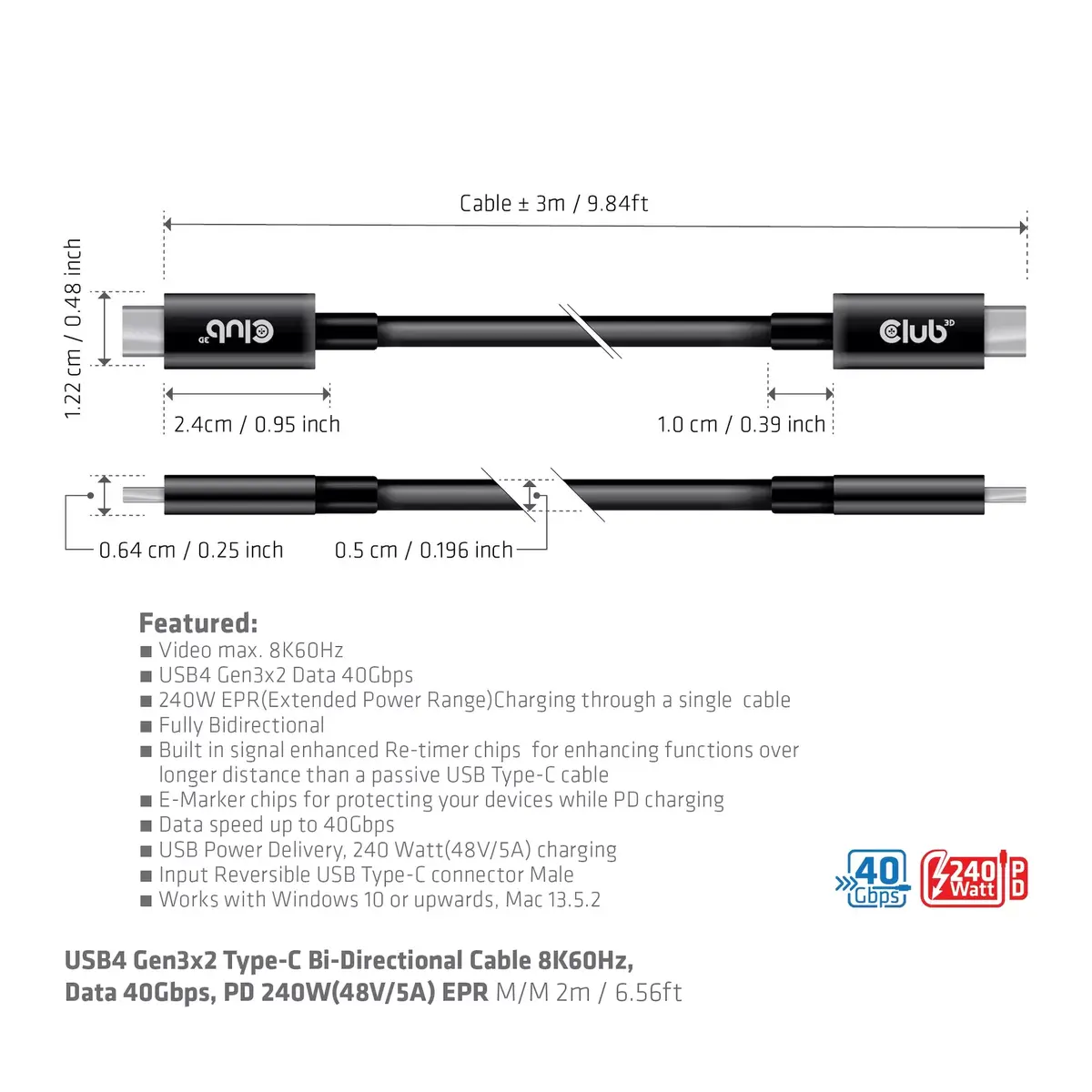 USB4 Кабель CLUB3D CAC-1579 Photo 6