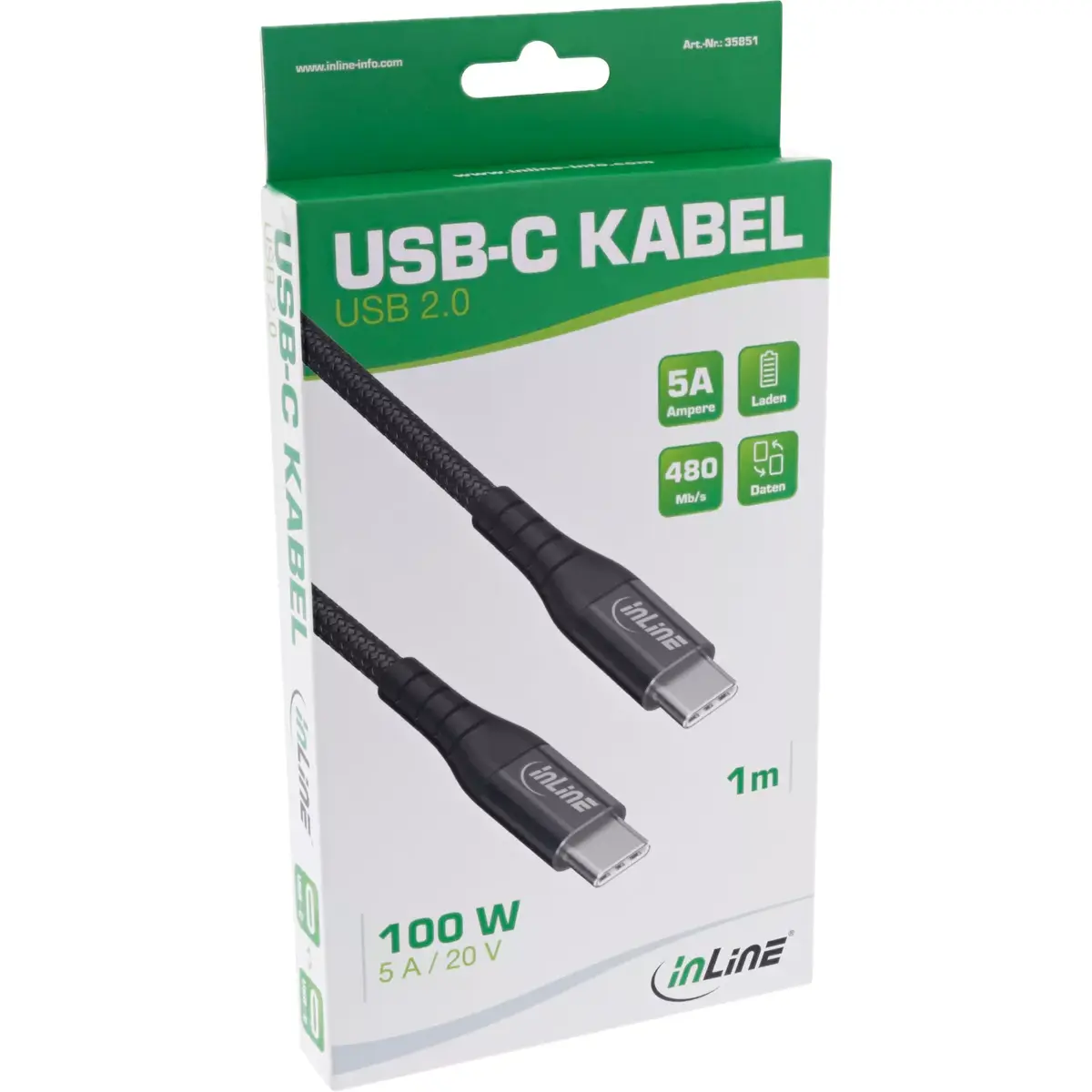 InLine USB 2.0 kabelis USB-C male/male 100W Photo 2