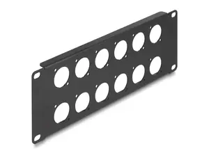 DeLOCK 10-inch D-Type Patch Panel with 12 Ports and 2U Rack Capacity in Black for Rack Mounting