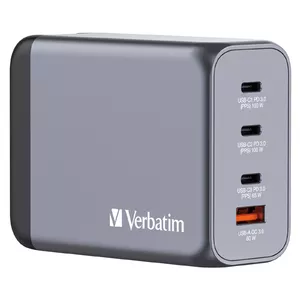 Зарядное устройство GaN Verbatim GNC-200 200W 2x USB-C PD 100W 1x USB-C PD 65W 1x USB QC 3.0