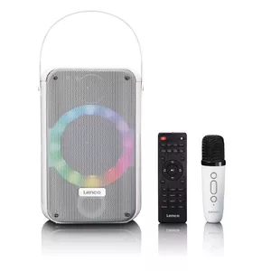 Portable karaoke loudspeaker Lenco BTC-060WH, Bluetooth 5.2, 15W+10W, wireless microphone, USB, Aux, rechargeable battery, white