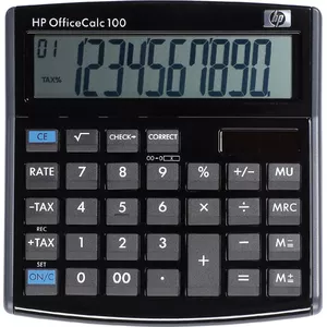 Desktop calculator HP OfficeCalc 100 II — compact black design, basic functions