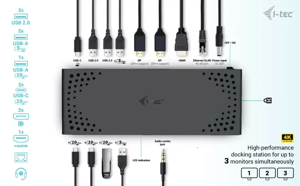 i-tec USB-C Тройная Док-станция Gen 2 Photo 4