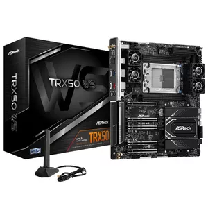 Материнская плата ASRock TRX50 WS — чипсет AMD TRX50, Socket sTR5, EATX, DDR5, Quad‑канал, 4 DIMM, до 1 ТБ, PCIe Gen5/Gen4 M.2