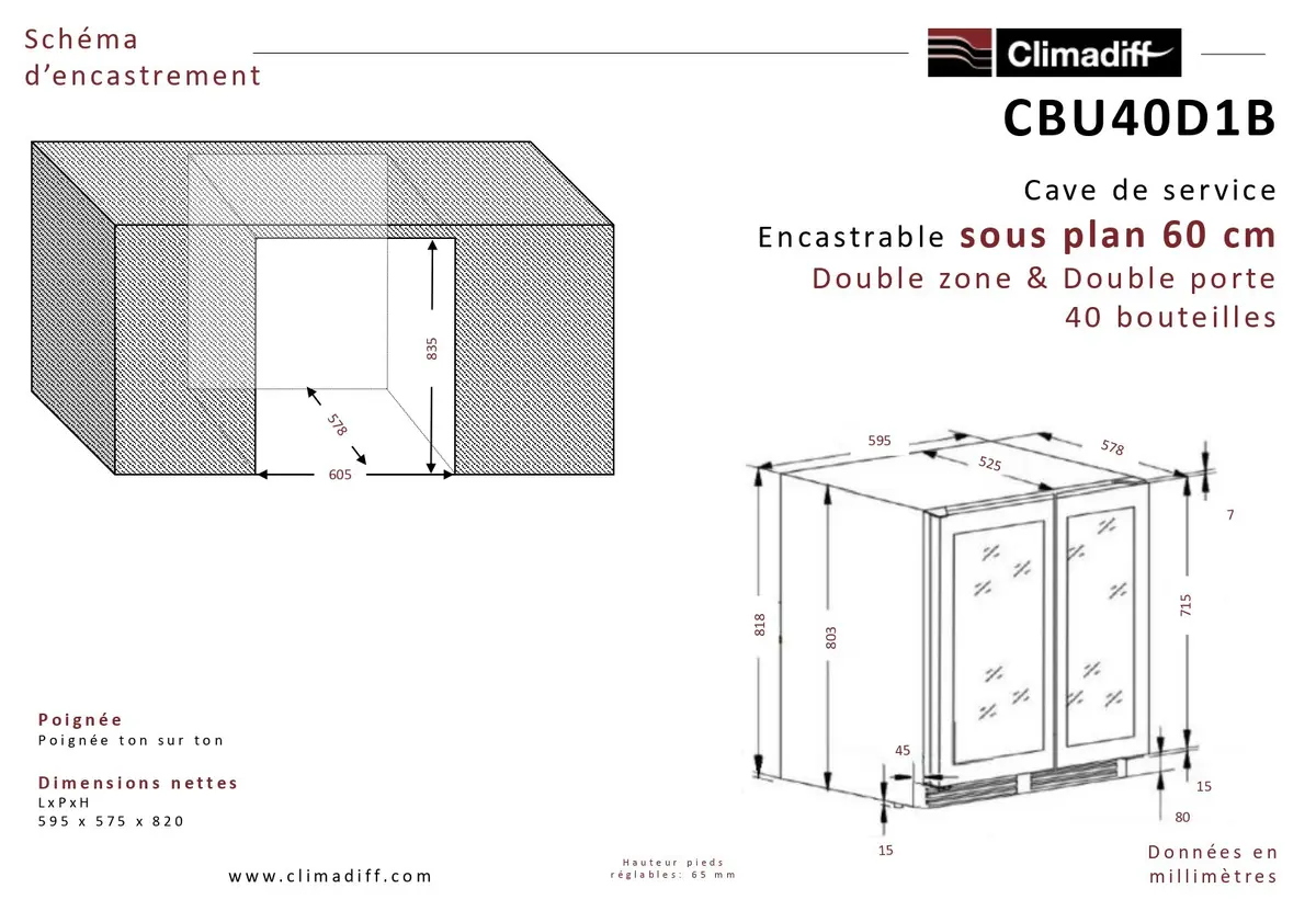 Climadiff CBU40D1B kompresora vīna dzesētājs 40 pudeles Photo 10