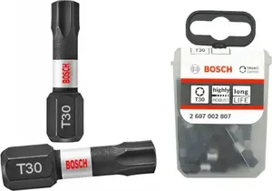 Screwdriver impact bits set Bosch Impact T30 — 25 pieces, model 2607002807
