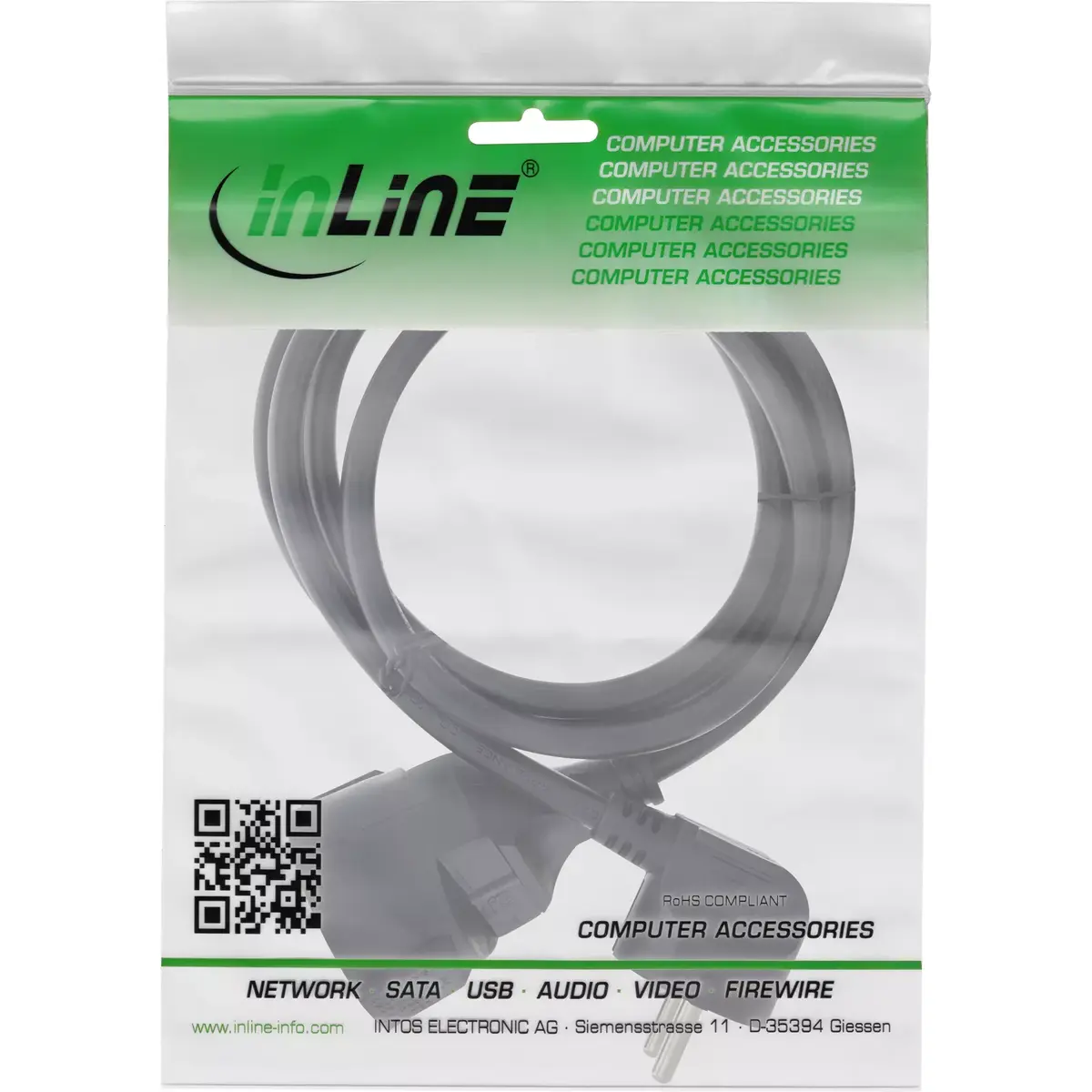 InLine barošanas pagarinātājs F tips leņķis melns 7m Photo 2