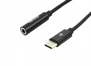 Аудиоадаптер Accura USB-C на 3.5 мм miniJack, черный, штекер USB-C — гнездо miniJack