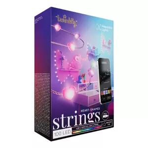 Virtene Twinkly USB‑C Hearts Wi‑Fi/Bluetooth daudzkrāsaina, 200 RGB LED, 6 m, USB‑C, IP20, regulējama, 2. paaudze