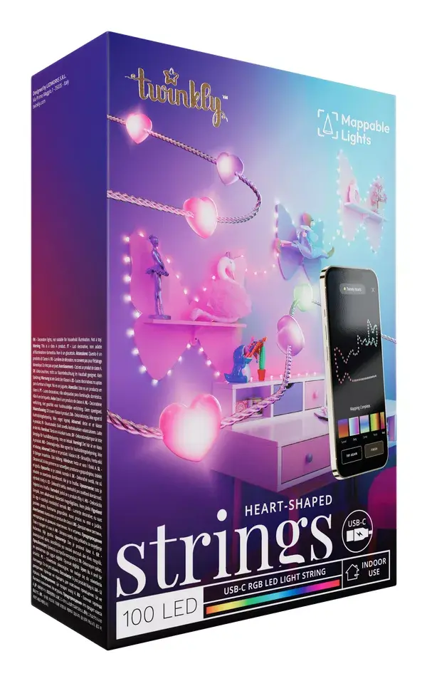 Viedā LED virtene Twinkly Hearts 2
