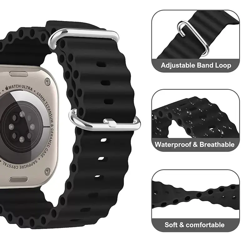 iWear S1 Grooved Soft Silicone 20mm Apple Watch Strap Photo 5