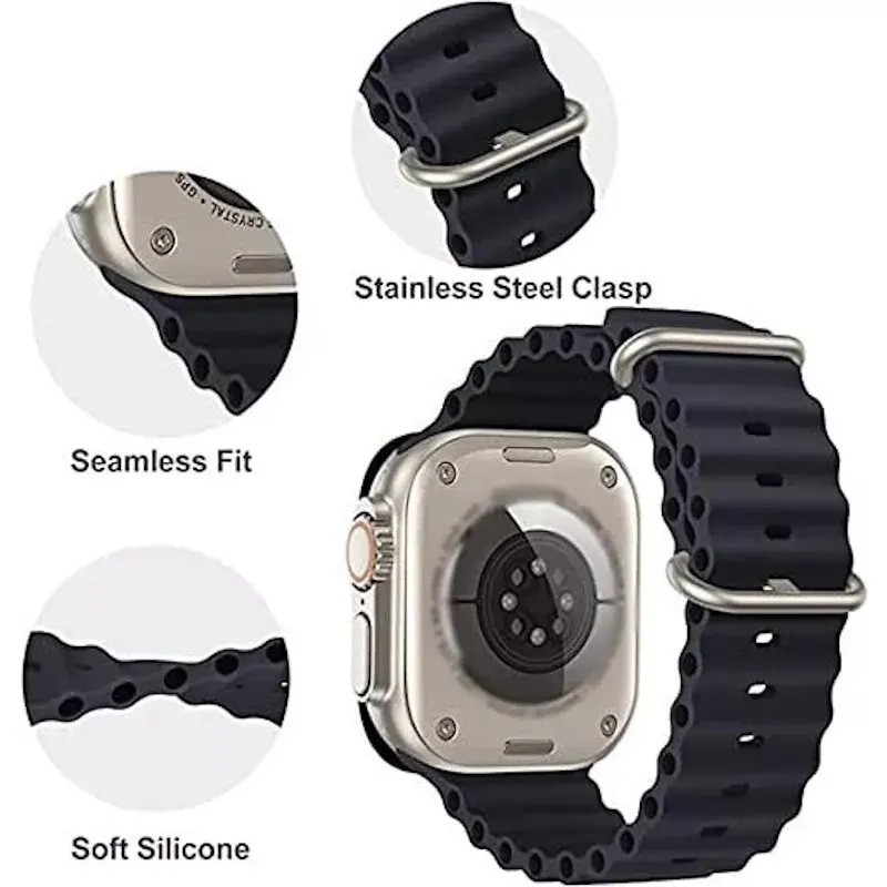 iWear S1 Grooved Soft Silicone 20mm Apple Watch Strap Photo 6