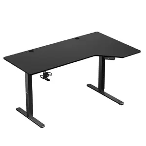 Игровой стол huzaro Hero 9.1 Black — L-образная столешница MDF, USB-C зарядка, LED пульт, регулировка высоты 72–118 см