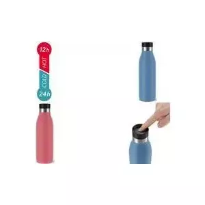 emsa Isolier-Trinkflasche BLUDROP, 0,7 Liter, koralle aus Edelstahl, spülmaschinenfest, Quick Press Verschluss, - 1 Stück (N3112300)