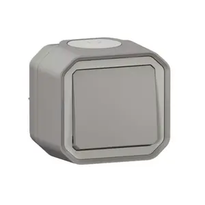 Legrand 069720L Plexo 55 Single-Pole Push-Button Switch, Surface-Mounted, 10A 250V AC, Grey