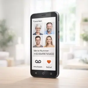 Смартфон для пожилых людей Emporia SMART.5mini, 5.0", 32GB, Чёрный (чехол в комплекте)