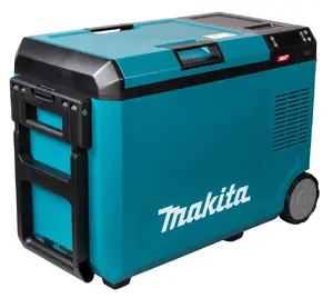 Cool box Makita CW004GZ, 29 L, electric (AC/DC), LED display, IPX4, 345×676×471 mm, 2 wheels, cable for cigarette lighter