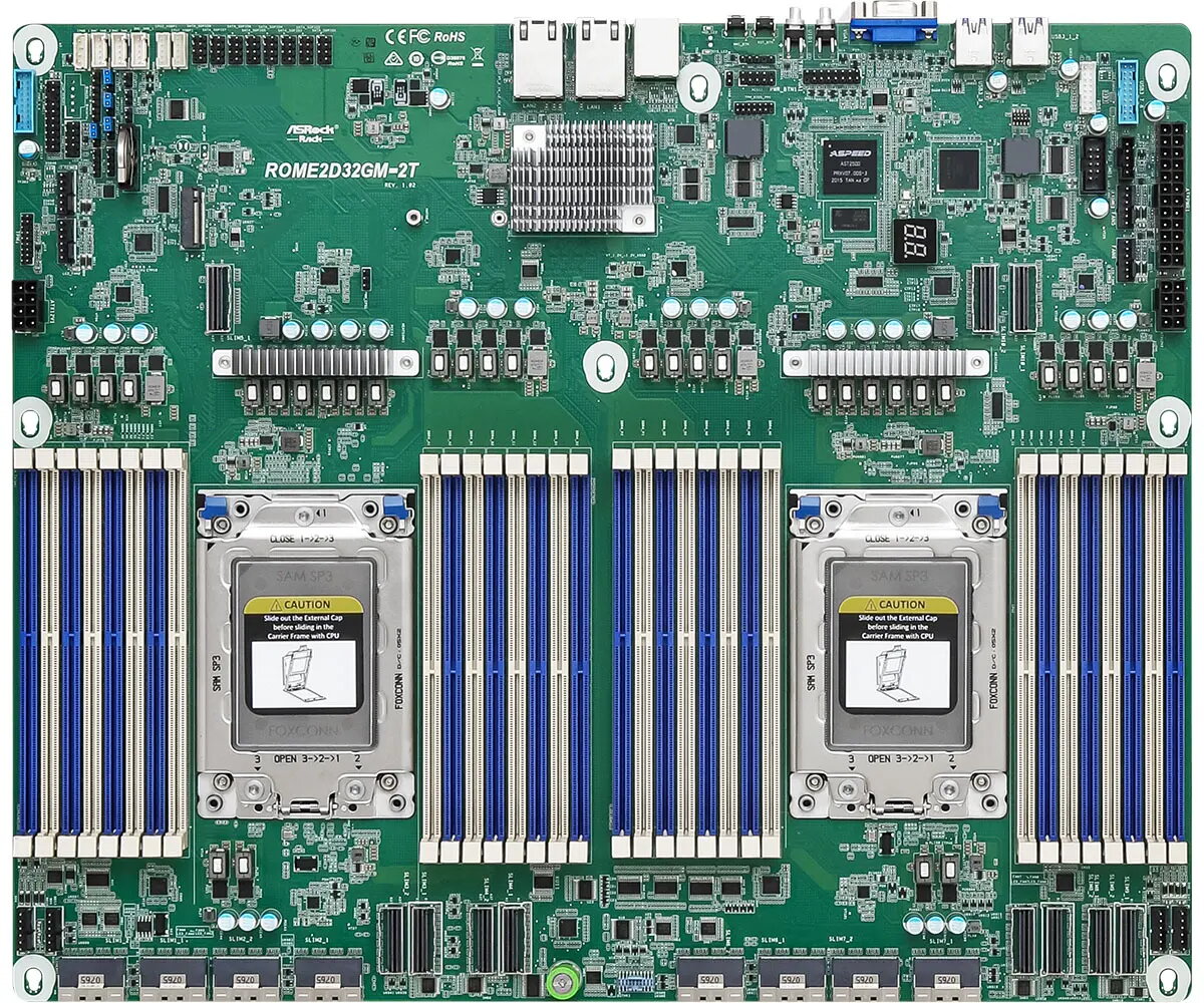 Servera mātesplate ASROCK ROME2D32GM-2T Socket SP3