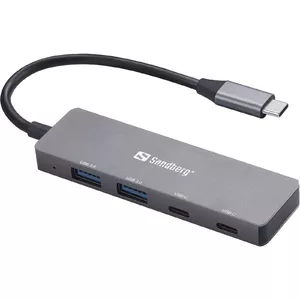 Sandberg USB-C to 2xUSB-A + 2xUSB-C Hub USB Veids-C 5000 Mbit/s Pelēks