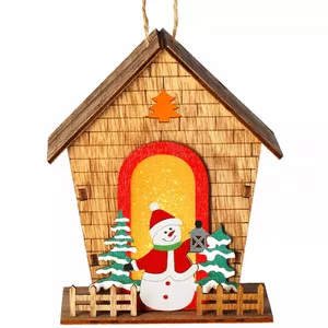 Springos CA1286 Wooden Illuminated House Holiday Ornament, Battery-Powered