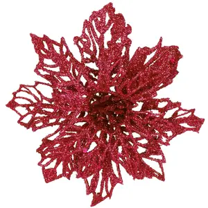 Mākslīgā puansetija Springos CA1261, 13 cm, rozā ar spīdumiem