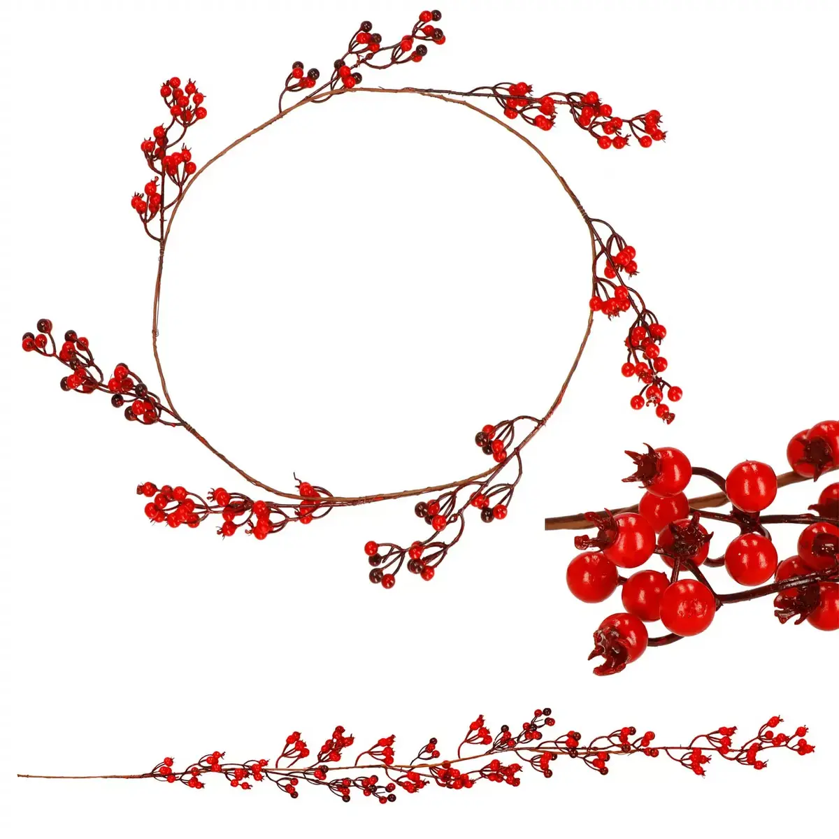 Springos CA1214 Artificial Rowan Berry Christmas Wreath Photo 5