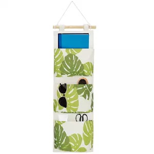 Hanging Toy Storage Organizer Springos HA0145 — Beige with Leaf Pattern, Hanging Toy Bag