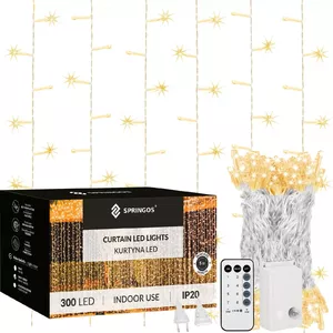 Gaismas virtene Springos CL4053 — 300 LED siltas baltas gaismas