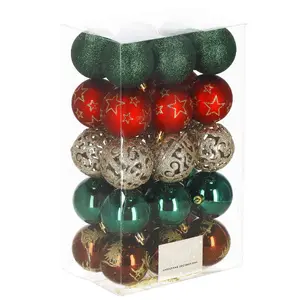 Springos CA1133 Ziemassvētku bumbu komplekts, 30 gabali, 6 cm diametrs, dekoratīvi svētku rotājumi