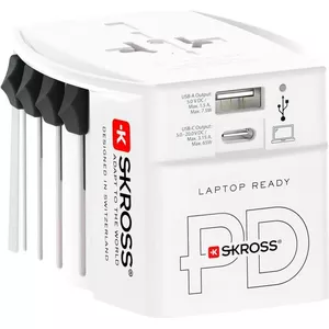 Universal Travel Adapter SKROSS MUV AC65PD with USB-A and USB-C ports, PD charging