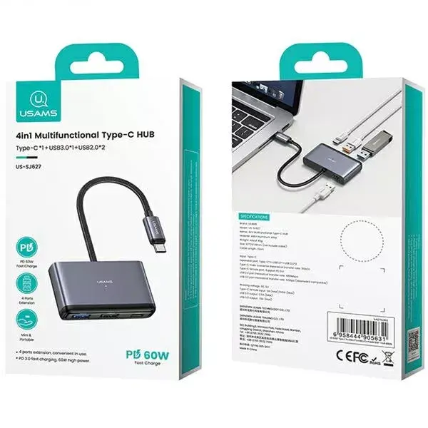 Адаптер‑HUB USB‑C usams SJ627HUB01 4 в 1 Photo 2