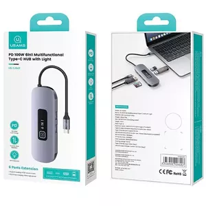 Адаптер‑хаб USB‑C usams SJ642HUB01 6‑в‑1 — 2× USB‑A 3.0, HDMI, PD 100W
