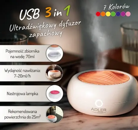 Adler AD 7969 USB Ultrasonic Aroma Diffuser 3in1 Photo 13