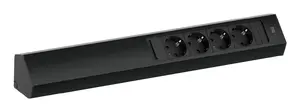 Bachmann CASIA 2 Socket Outlet, 4 x Type F, Aluminium, Black