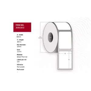 Printera etiķete Capture 30001832 Balta Rullis Tiešā termopresēšana 5.6x3 cm