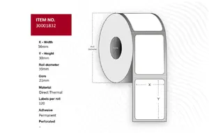 Capture Direct Thermal Printer Labels White Roll 5.6 x 3 cm 3600 Pieces
