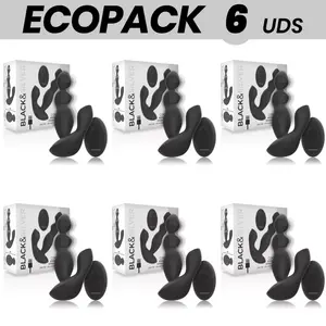 Набор анальных плагов black&silver ECOPACK 6 шт — силикон, с пультом, разные размеры