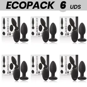 Anālo kaišu komplekts black&silver ECOPACK 6 gab. silikons ar tālvadību — melns