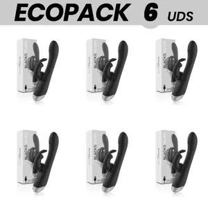 Перезаряжаемый силиконовый rabbit-стимулятор Black&Silver ECOPACK 6 шт — чёрный