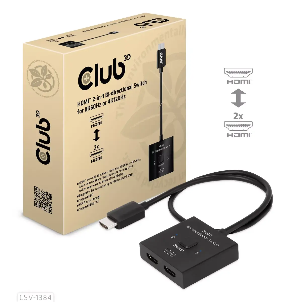 CLUB3D HDMI 2-в-1 Двунаправленный переключатель CSV-1384 Photo 5