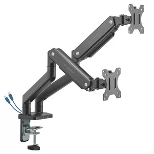 Desk monitor arm Ultradesk Branch Double for 81.3 cm (32") screens, clamp/grommet mount, up to 20 kg, VESA 75×75–100×100, black