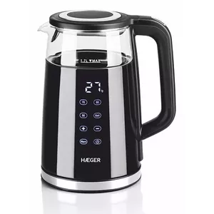 Elektriskā tējkanna Haeger 1.7 L 2200 W Melna Nerūsējošā tērauda Caurspīdīga