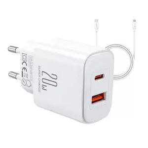 Joyroom JR-TCF05 Flash Wall Charger, 20W, USB-C to Lightning Cable 1m, White
